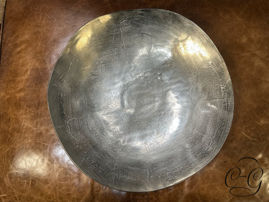 Davies & Davies Distressed Raw Nickel Round Bowl Decor 20x2’’ Home Decor