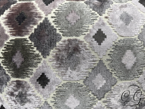 Down Filled Purple Green Cream Print Lumbar Pillow W/Grey Fabric Back