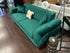 Emerald Green Convertible Sofa W/Channel Tufted Back Brass Plated Detailing