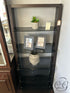 Espresso Brown Framed Leaning Shelf With 4 Smoked Grey Glass Shelves Shelving Unit