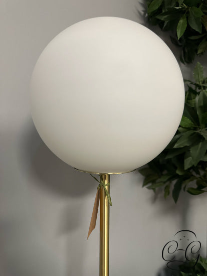 Frosted White Round Glass Moon Shade Gold Metal Base Floor Lamp