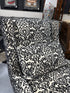 G Romano Black & White Damask Pattern Fabric Chair W/Matching Bolster Pillow