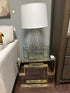 Glass Top Accent Table With Polished Gold Finish Geometirc Design Frame