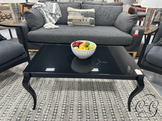 Glossy Black Coffee Table With Cabriole Legs 39x24x18’’ Coffee