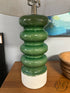 Green & White Ceramic Base Table Lamp W/Tan Shade