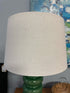 Green & White Ceramic Base Table Lamp W/Tan Shade