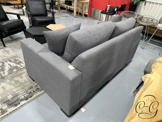 Grey Fabric Loveseat With Single Sofa Bed 2 Matching Toss Pillows 76x40x37’’ Loveseat Sofa Bed