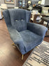 Grey Fabric Modern Wingback Chair With Channel Tufting Brass Plated Star Base