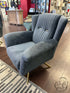 Grey Fabric Modern Wingback Chair With Channel Tufting Brass Plated Star Base