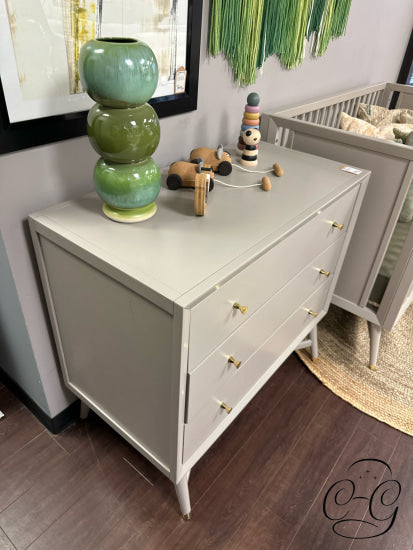 Grey Finish 3 Drawers Dresser With Soft Close Gold Hardware Only