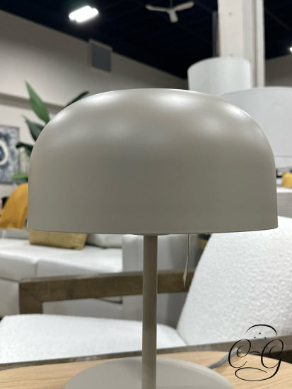 Grey Metal Table Lamp With Dome Shaped Shade