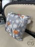 Grey Toss Pillow With Orange Ivory White Design