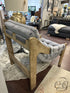 Grey Velvet ’Sling’ Chair With Weathered Natural Frame Blind Tufted Cushioning 31x41x38’’ Chair