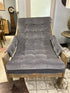 Grey Velvet ’Sling’ Chair With Weathered Natural Frame Blind Tufted Cushioning 31x41x38’’ Chair