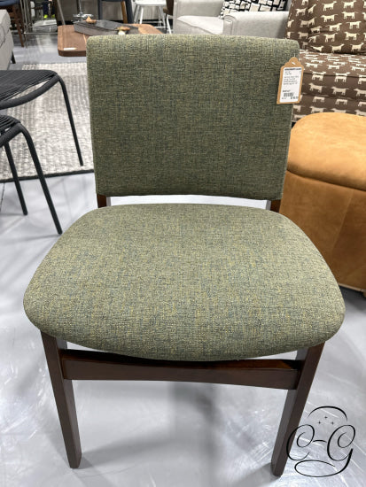 Hemlock Green Fabric Dining Chair With Rubberwood/Walnut Stained Legs