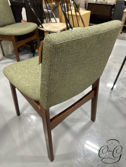 Hemlock Green Fabric Dining Chair With Rubberwood/Walnut Stained Legs