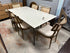 Huppe White Laquered Glass Dining Table W/Walnut Finish 24’’ Leaf & Base/Legs 76x40x30’’ Dining Table Only