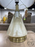 Iridescent Rounded Triangle Base Table Lamp With Beige Shade