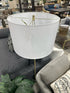 Iron Antique Brushed Brass Plated Floor Lamp W/White Speckled Terrazzo Base