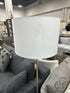 Iron Antique Brushed Brass Plated Floor Lamp W/White Speckled Terrazzo Base