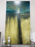 Large Embellished Canvas Art Blue/Green/Yellow Abstract Picture Artwork