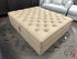 Large Taupe Vegan Leather Tufted Storage Ottoman On Castors 60x50x19’’ Storage Ottoman