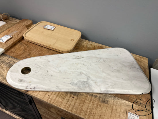 Large White Marble Cutting Board With ’O’ Cut-Out 24x12’’ Cutting Board