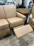 LazBoy Light Tan Leather Power Duo Reclining Loveseat W/Rolled Arms USB Ports 60x39x40’’ Power Reclining Loveseat