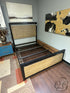 Legacy Espresso Framed Queen Bed W/Weathered Tan Wood Brick Pattern Hb/Fb