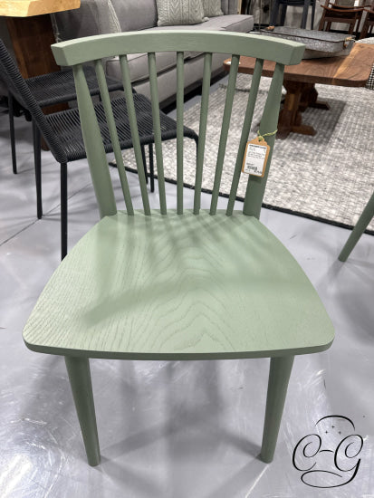 Light Green Shaker Style Spindle Curved Back Dining Chair