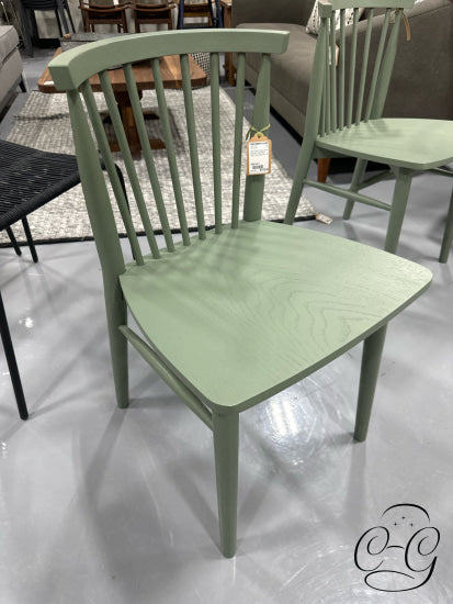 Light Green Shaker Style Spindle Curved Back Dining Chair