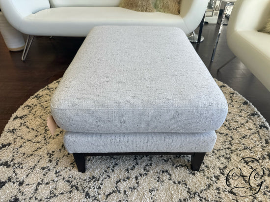 Light Grey Tweed Rectangular Ottoman Walnut Finish Base/Legs 36x25x18’’ Ottoman