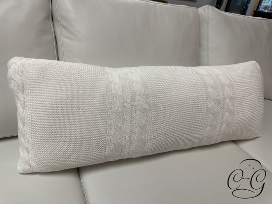 Long Cream Knitted Lumbar Pillow