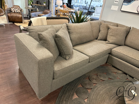 *Made In Canada* Brown/Grey Fabric 6 Piece Sectional W/6 Matching Toss Pillows