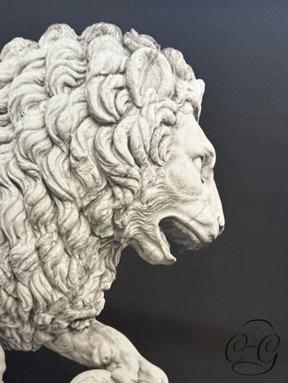 ’Marble Facades Vi’ (Marble Lion Statue) Black & White Canvas Picture