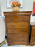 Medium Brown 5 Drawer/1 Hidden Drawer Tall Dresser 35x20x54’’ Tall Dresser