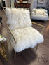 MG & BW Tibetan Fur Accent Chair With Slim Frame Brass Arms/Legs 29x29x35’’ Accent Chair