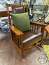 Mission Style Rocking Chair With Wide Arms Brown Leather Seat 30x36x39’’ Rocking Chair