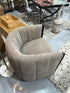 Moe’s Home Taupe Fabric Channel Detailed Chair W/ Black Wood Finish Trim