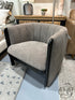 Moe’s Home Taupe Fabric Channel Detailed Chair W/ Black Wood Finish Trim