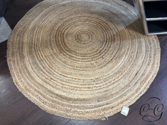 Multi Tone Shades Of Beige Round Jute Area Rug