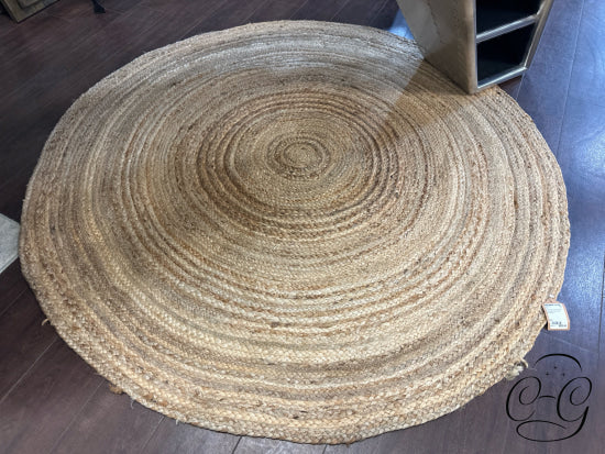 Multi Tone Shades Of Beige Round Jute Area Rug