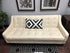 Off White Faux Leather Button Tufted Bench Seat Condo Sofa W/Sloped Arms