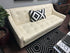 Off White Faux Leather Button Tufted Bench Seat Condo Sofa W/Sloped Arms