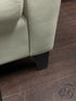 Off White Faux Leather Button Tufted Bench Seat Condo Sofa W/Sloped Arms