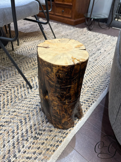 One Of A Kind Rustic 2 Tone Brown/Black Weatherproofed Tree Stump Accent Stool Home Decor