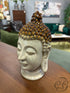 Orange Brown Cream Ceramic Zen Buddha Bust Decor Home