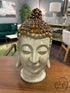 Orange Brown Cream Ceramic Zen Buddha Bust Decor Home