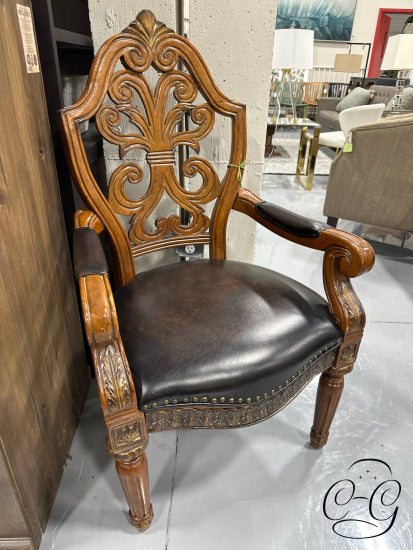 Ornate Armchair With Brown Seat Chair