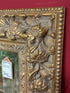 Ornate Wall Mirror With Crackle Brown Frame